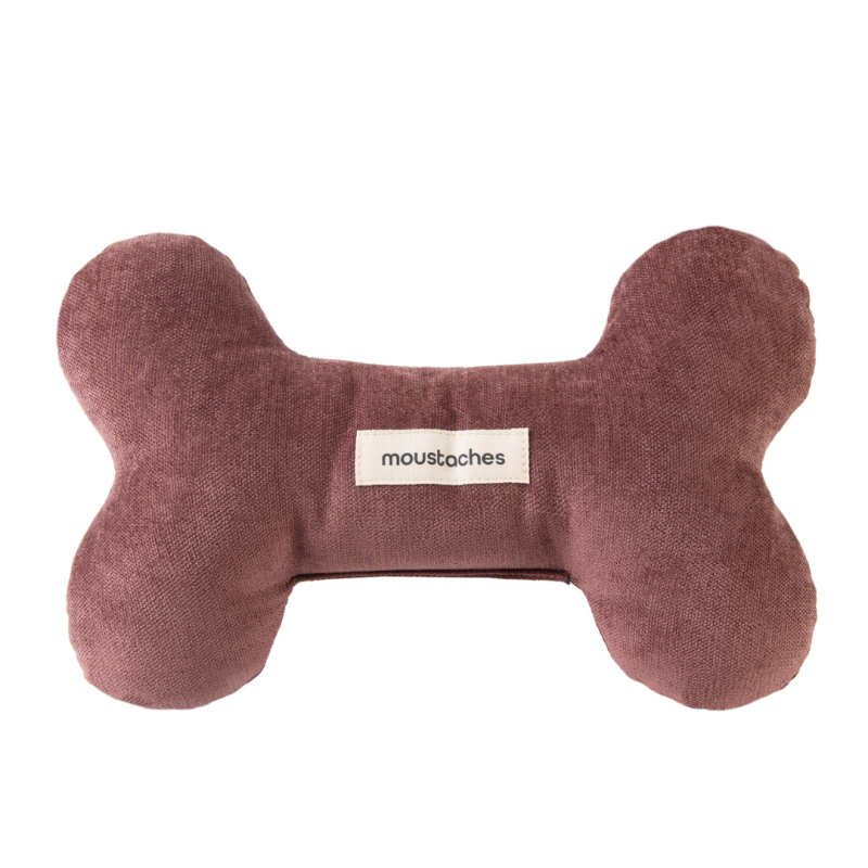 JOUET OS MOUSTACHES VELOURS/FRISÉ BORDEAUX
