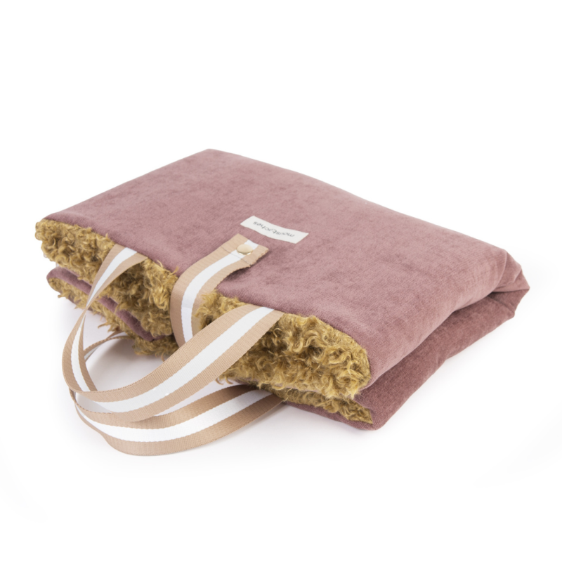 TAPIS DE VOYAGE MOUSTACHES VELOURS/FRISÉ BORDEAUX