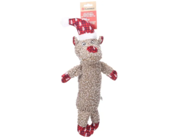 PELUCHE LONG CORPS KROLA CARIBOU BRUN -NOEL