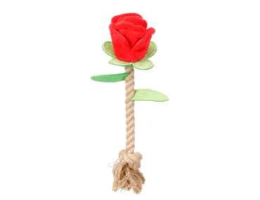 jouet rose chien corde