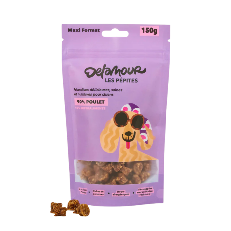 RECHARGE PEPITES DELAMOUR POULET-MYRTILLE-CANNEBERGE 150GR RECHARGE PEPITES DELAMOUR POULET-MYRTILLE-CANNEBERGE 150GR