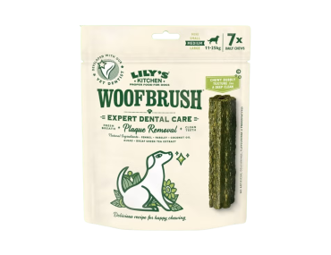 bâton dentaire chien, friandise hygiène bucco-dentaire, Woofbrush Lily’s Kitchen,