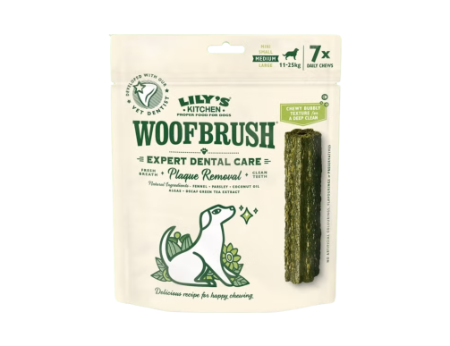 bâton dentaire chien, friandise hygiène bucco-dentaire, Woofbrush Lily’s Kitchen,