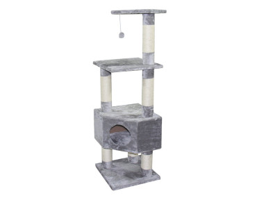 arbre a chat niche griffoir maison accessoire divertissement gris