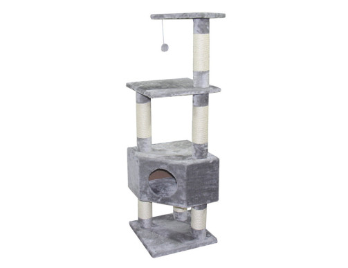 arbre a chat niche griffoir maison accessoire divertissement gris