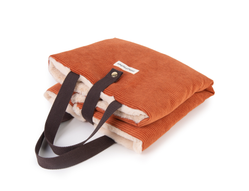 travel mat matelas couchage transport chien chat Moustaches voyage tapis terracota rouge orange