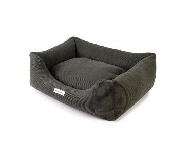sofa moustaches velours côtelé vert foncé forêt chien