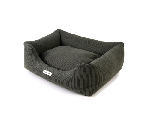 sofa moustaches velours côtelé vert foncé forêt chien