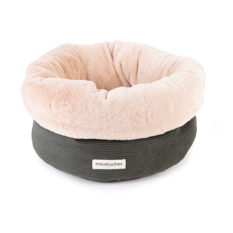 BASKET MOUSTACHES VELOURS COT. VERT FORET 40CM