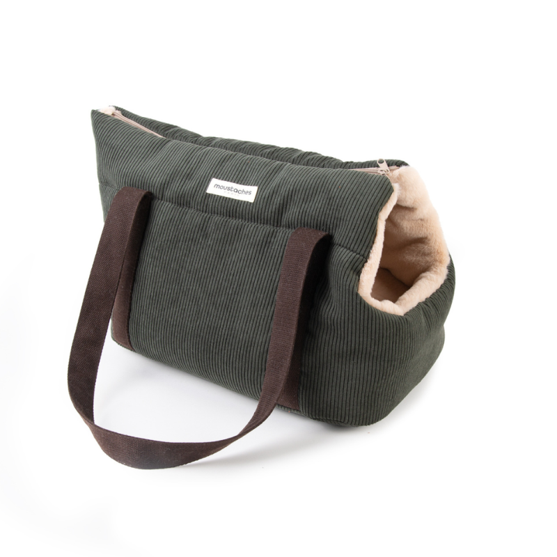 SAC TRANSP MOUSTACHES VELOURS COT. VERT FORET GM SAC TRANSP MOUSTACHES VELOURS COT. VERT FORET GM