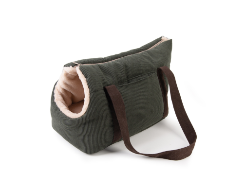 SAC TRANSP MOUSTACHES VELOURS COT. VERT FORET GM