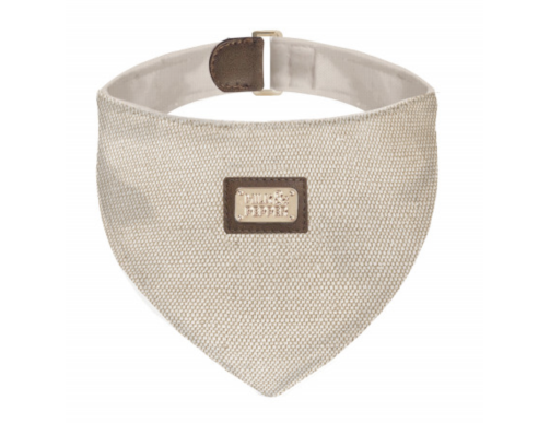 bandana chien élégant lin chocolat accessoire confortable réglable style balade chic look canin