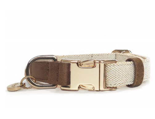 collier chien taupe réglable confortable léger sécurité balade design naturel pratique élégant quotidien