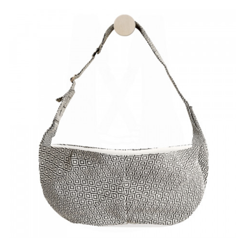 SAC BANDOULIERE ETHNIQUE NOIR/ECRU GM