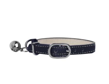 collier chat cuir bleu marine élégant sécurité confortable léger pratique durable chic quotidien
