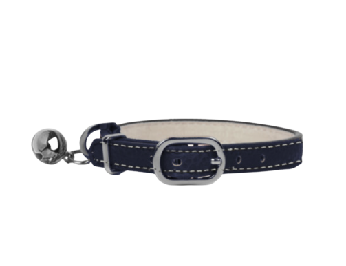 collier chat cuir bleu marine élégant sécurité confortable léger pratique durable chic quotidien