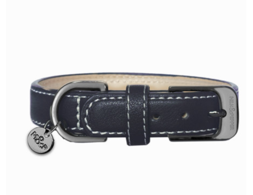 collier chien cuir marine élégant robuste confortable sécurité luxe durable design balade qualité