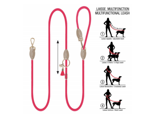 LAISSE KAYA BANDOULIERE FRAMBOISE 9MM/220CM