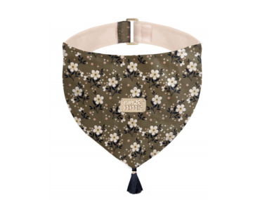 bandana chien floral kaki rose accessoire élégant confortable réglable mode style tendance look canin