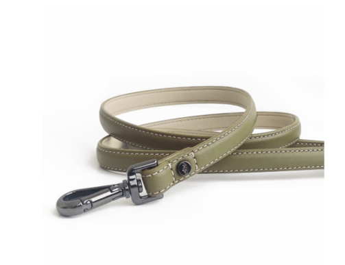 laisse chien cuir kaki élégante confortable robuste balade pratique durable chic qualité tendance