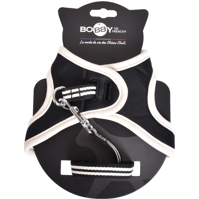 PACK HARNAIS MINI+LAISSE CHAT STRIPE NOIR