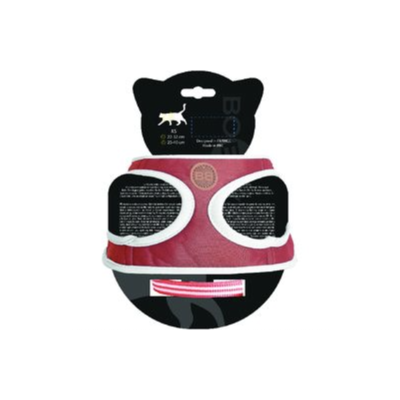 PACK HARNAIS MINI+LAISSE CHAT STRIPE ROUGE