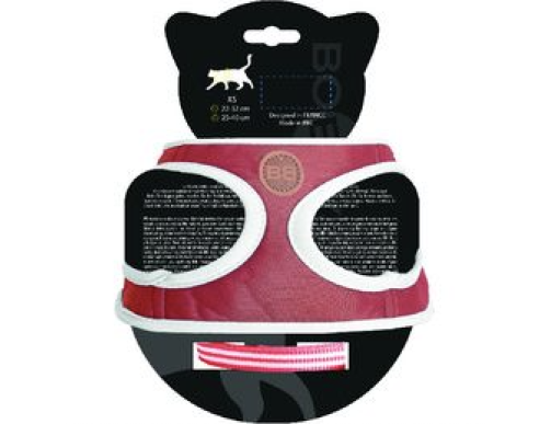 harnais chat laisse rouge balade promenade
