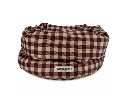 panier pour chien rouge bordeaux beige vichy