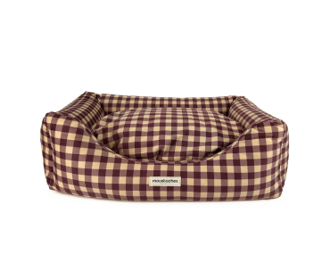 sofa pour chien matelas couchage vichy bordeaux rouge beige blanc
