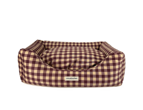 sofa pour chien matelas couchage vichy bordeaux rouge beige blanc