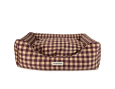 sofa pour chien matelas couchage vichy bordeaux rouge beige blanc