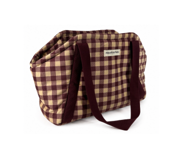 sac de transport chien vichy bourgogne bordeaux beige