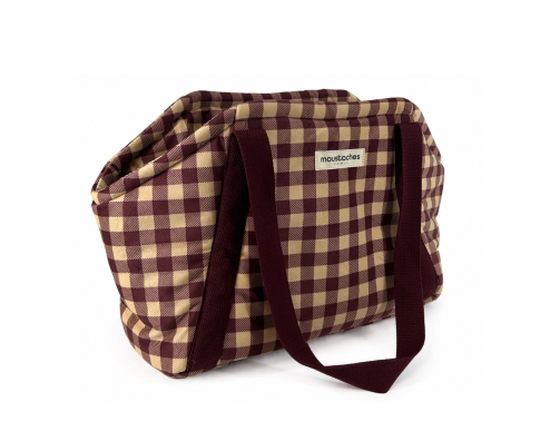 sac de transport chien vichy bourgogne bordeaux beige