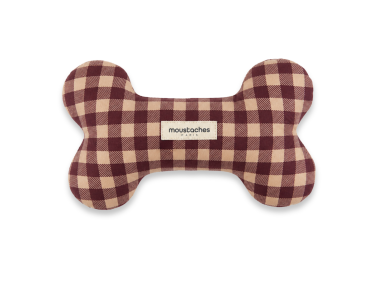 jouet os chien moustaches velours vichy divertissement