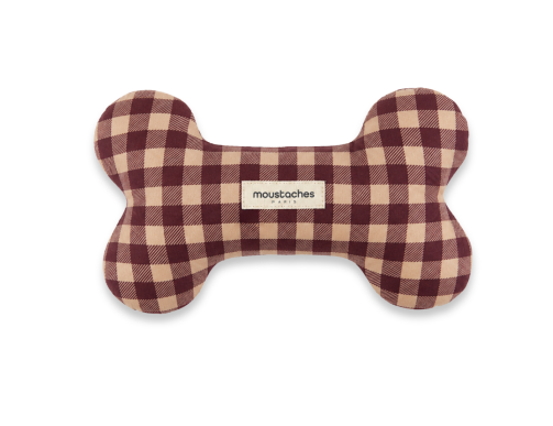 jouet os chien moustaches velours vichy divertissement