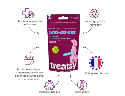 TREATSY DOG SUPPLEMENT ANT-STRESS 30 BOUCHEES 90GR TREATSY DOG SUPPLEMENT ANT-STRESS 30 BOUCHEES 90GR