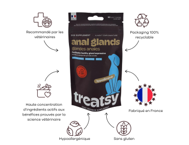 TREATSY DOG SUPPLEMENT GLANDES ANALES 30 BOUCHEES 90GR