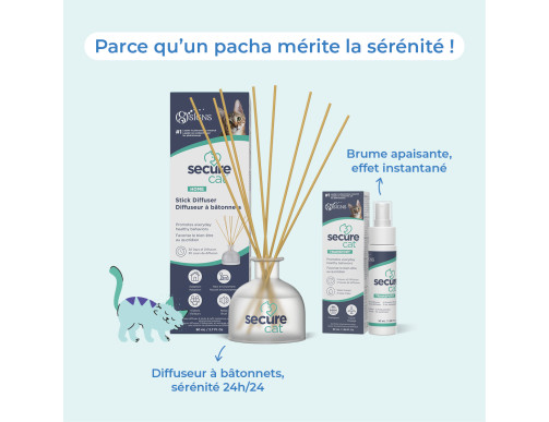 SECURECAT HOME DIFFUSEUR + 8 BATONNETS + FLACON 80ML