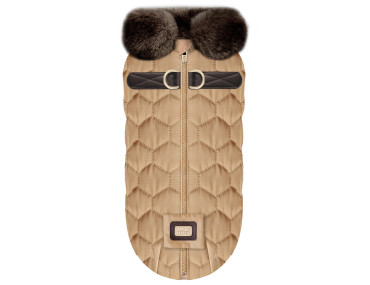 manteau doudoune pour chien fourrure beige