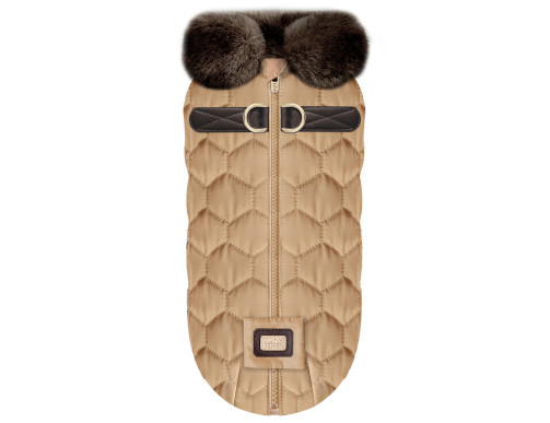 manteau doudoune pour chien fourrure beige