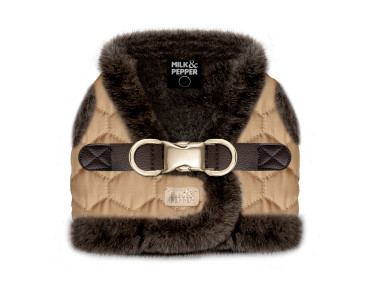 harnais hiver pour chien fourrure beige