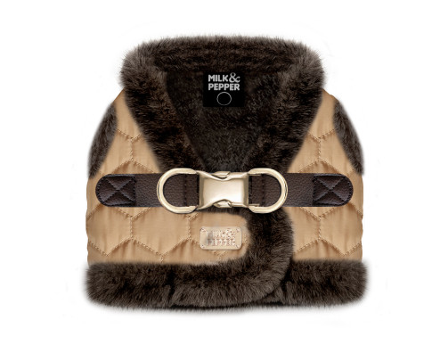 harnais hiver pour chien fourrure beige