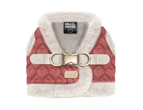 harnais fourrure chaud pour chien rose