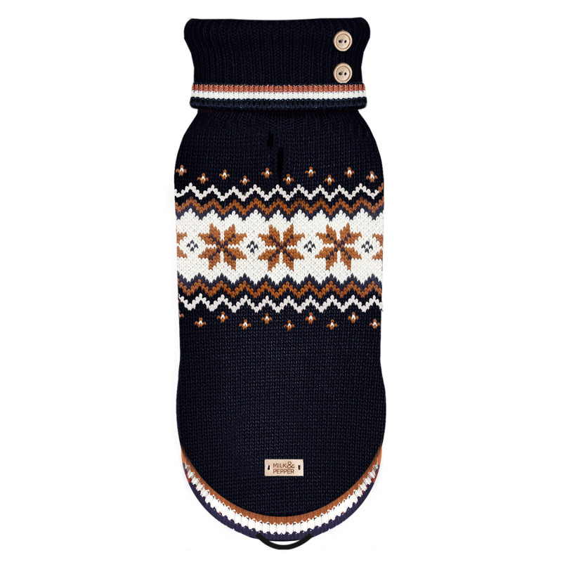 PULL NIKLAS JACQUARD MARINE TECKEL
