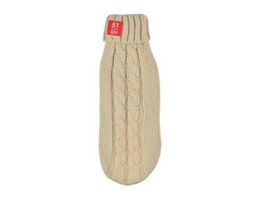 pull pour chien beige sable en maille laine chic