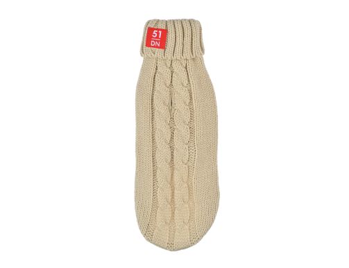 pull pour chien beige sable en maille laine chic