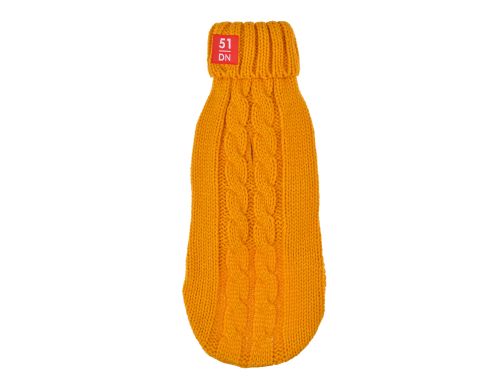 pull pour chien jaune en maille laine chic