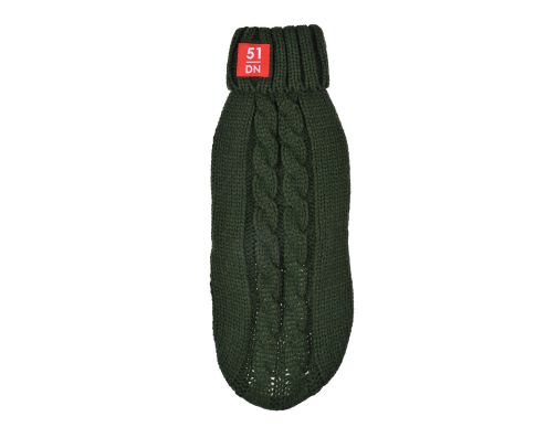 pull pour chien vert foncé en maille laine chic