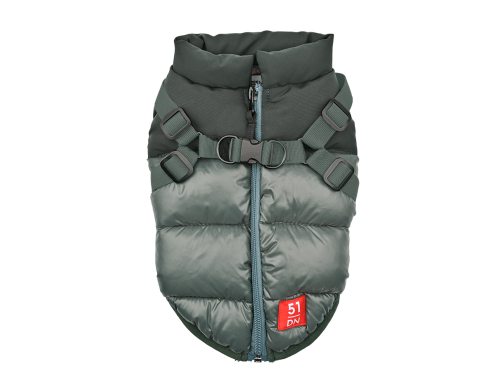 manteau harnais intégré pour chien vert foncé hiver