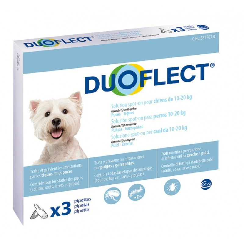 DUOFLECT POUR CHIEN DE 10 A 20KG. 3PIPETTES